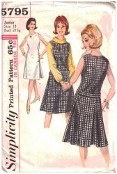 5795 Simplicity 1964 Juniors Sleeveless Dress or Jumper, Blouse Pattern 13 33B